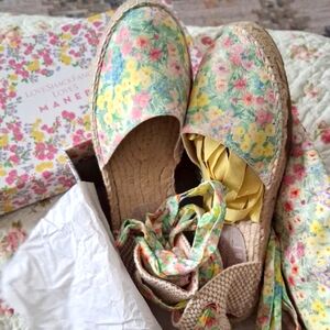 LoveShackFancy Manebi Suede Espadrille In Rainbow Sky